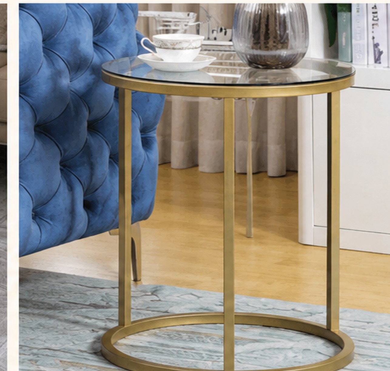 Round Marble Accent Side Table