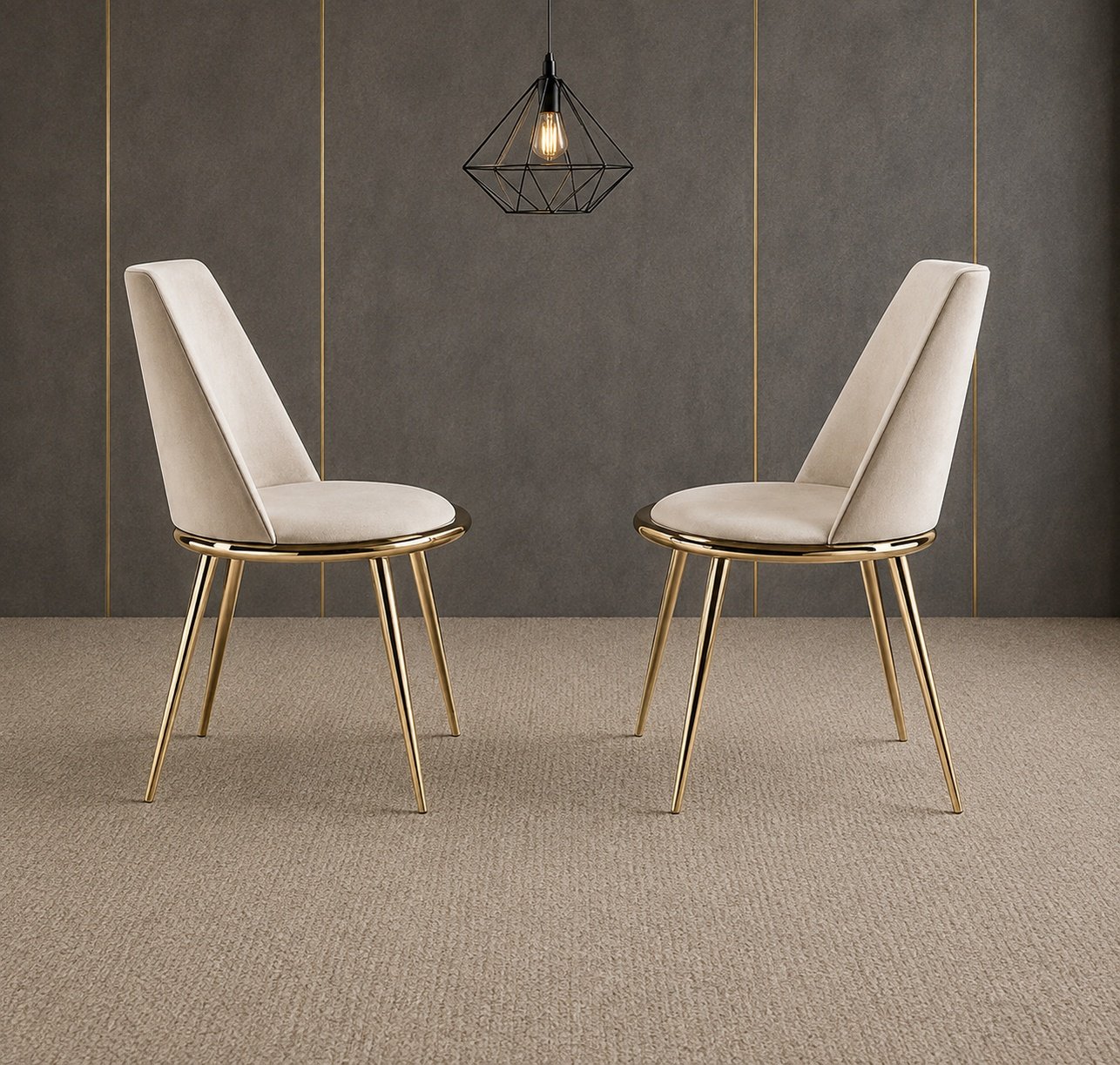 Refined Cream Upholstered Dining Chair with Gold Accent Frame