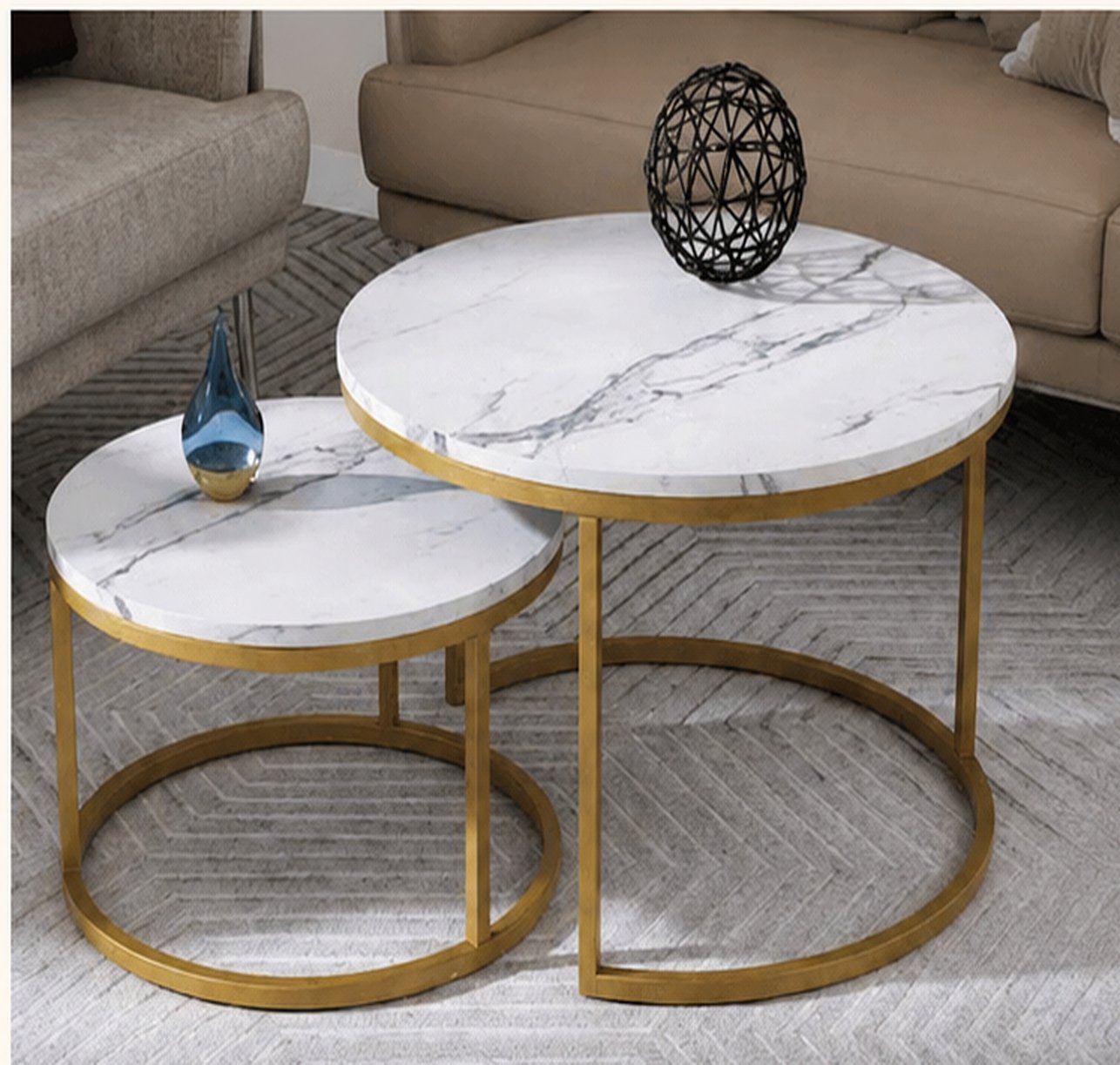 Nesting Round Marble Table Set