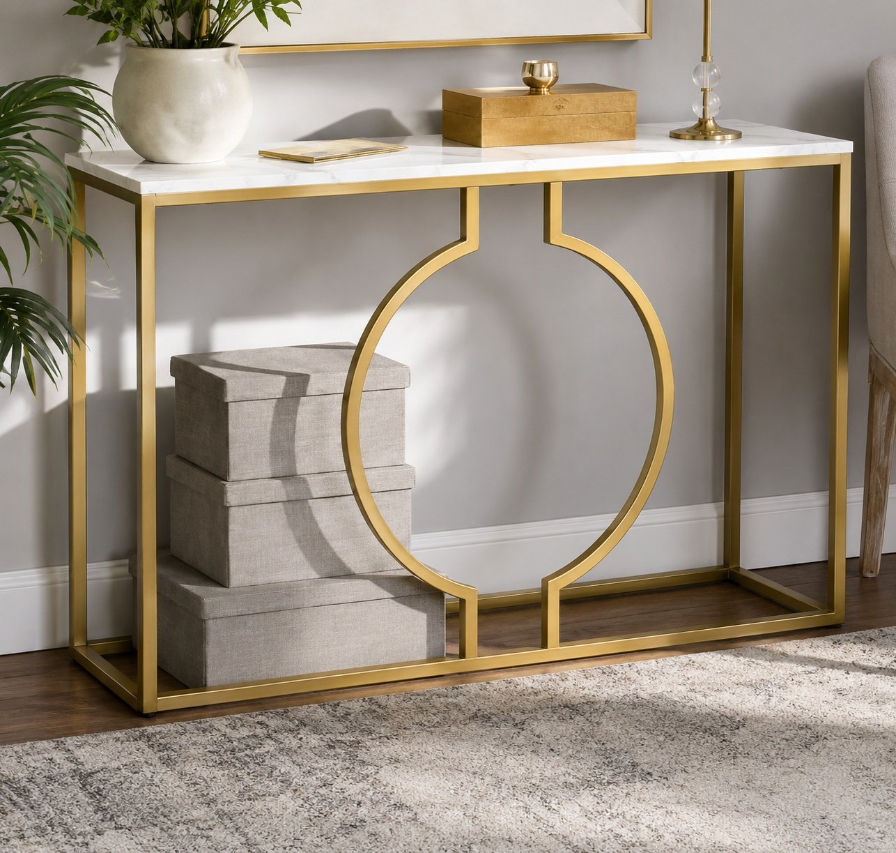 Statement Console with Circular Golden Framework