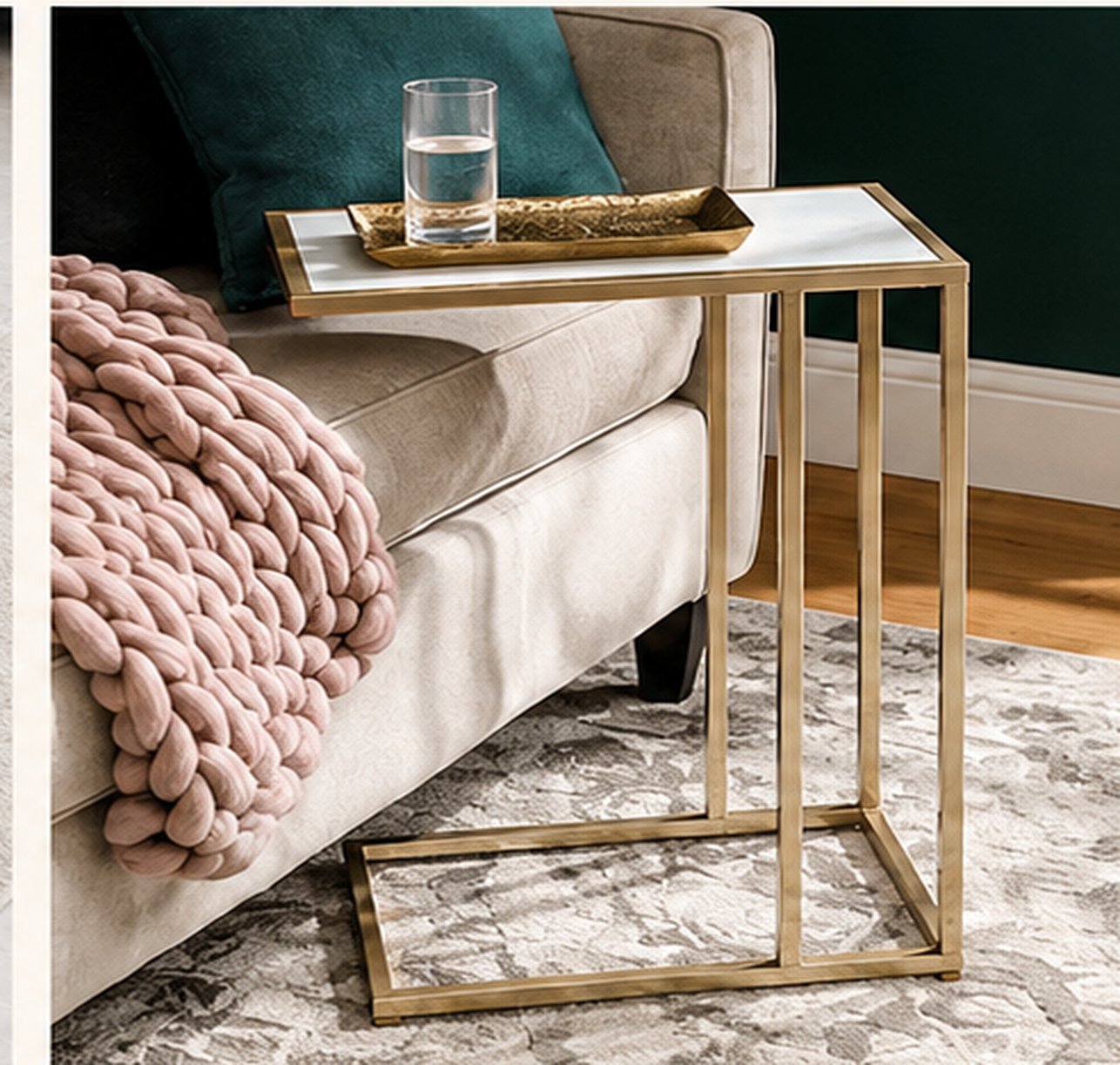 Slim Marble Top Side Table