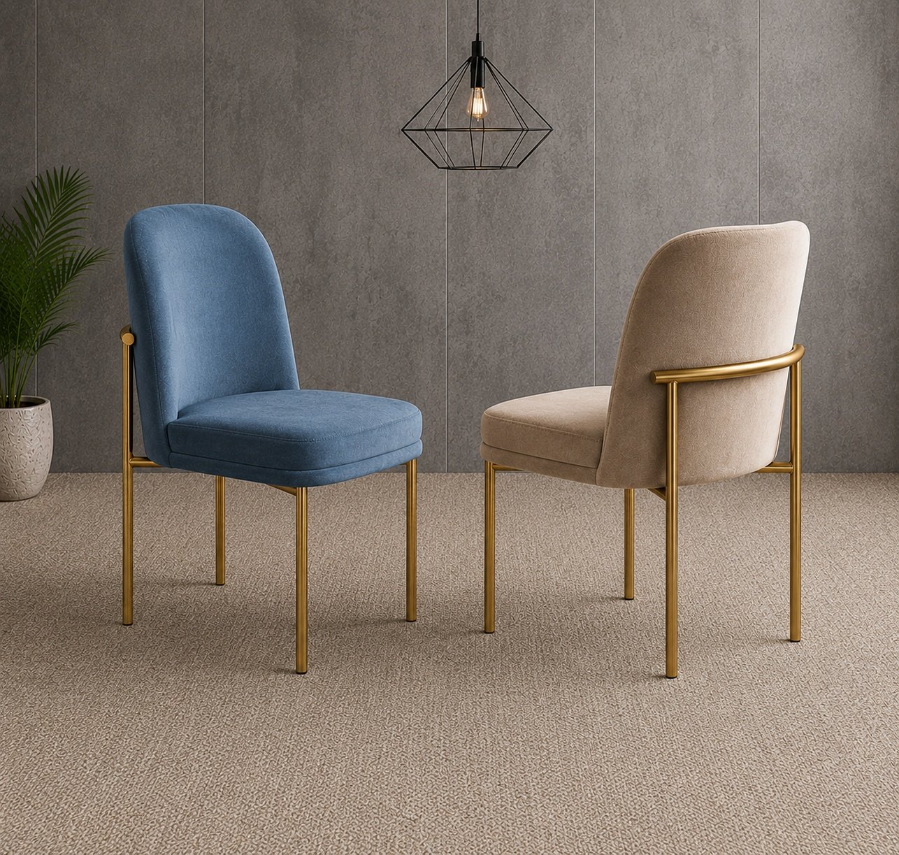 Elegant Curved Upholstered Dining Chair with Stainless Steel Frame