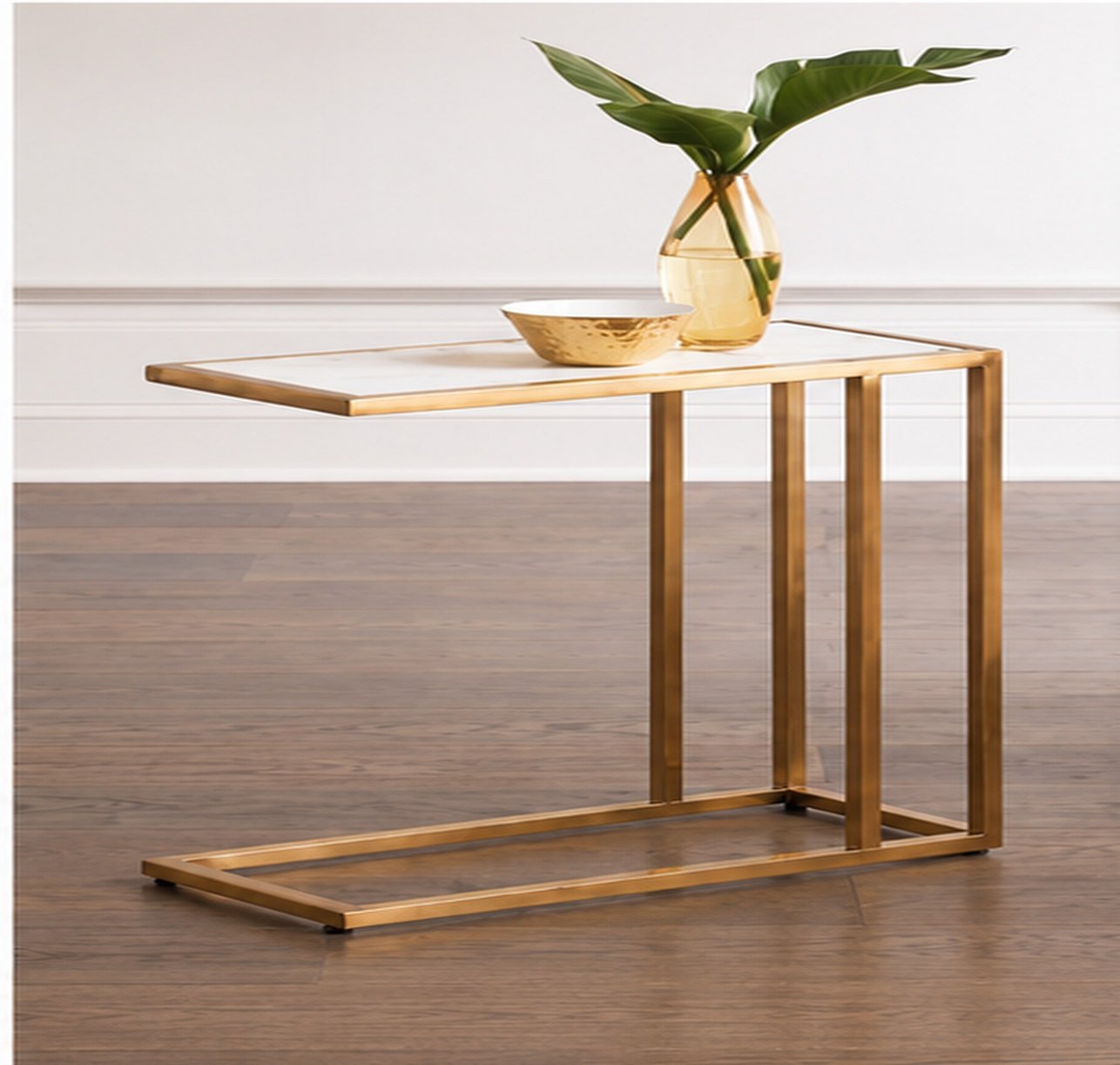 Slim Marble C Table with Elevated Golden Frame