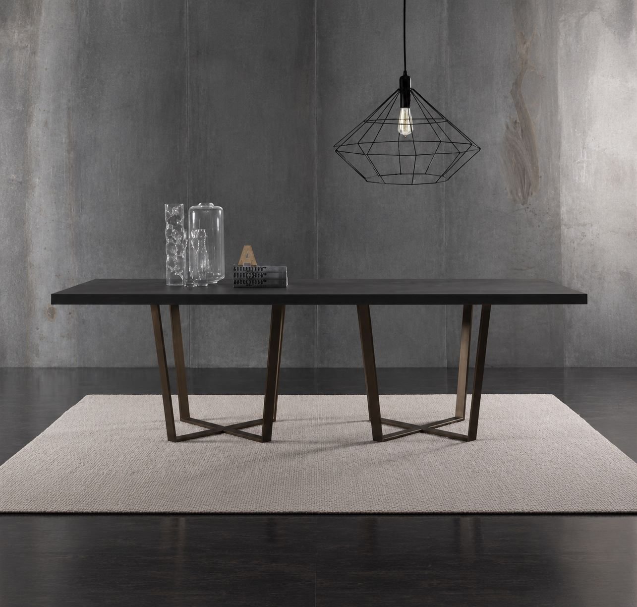 Marble Dining Table with Geometric SS 304 Base