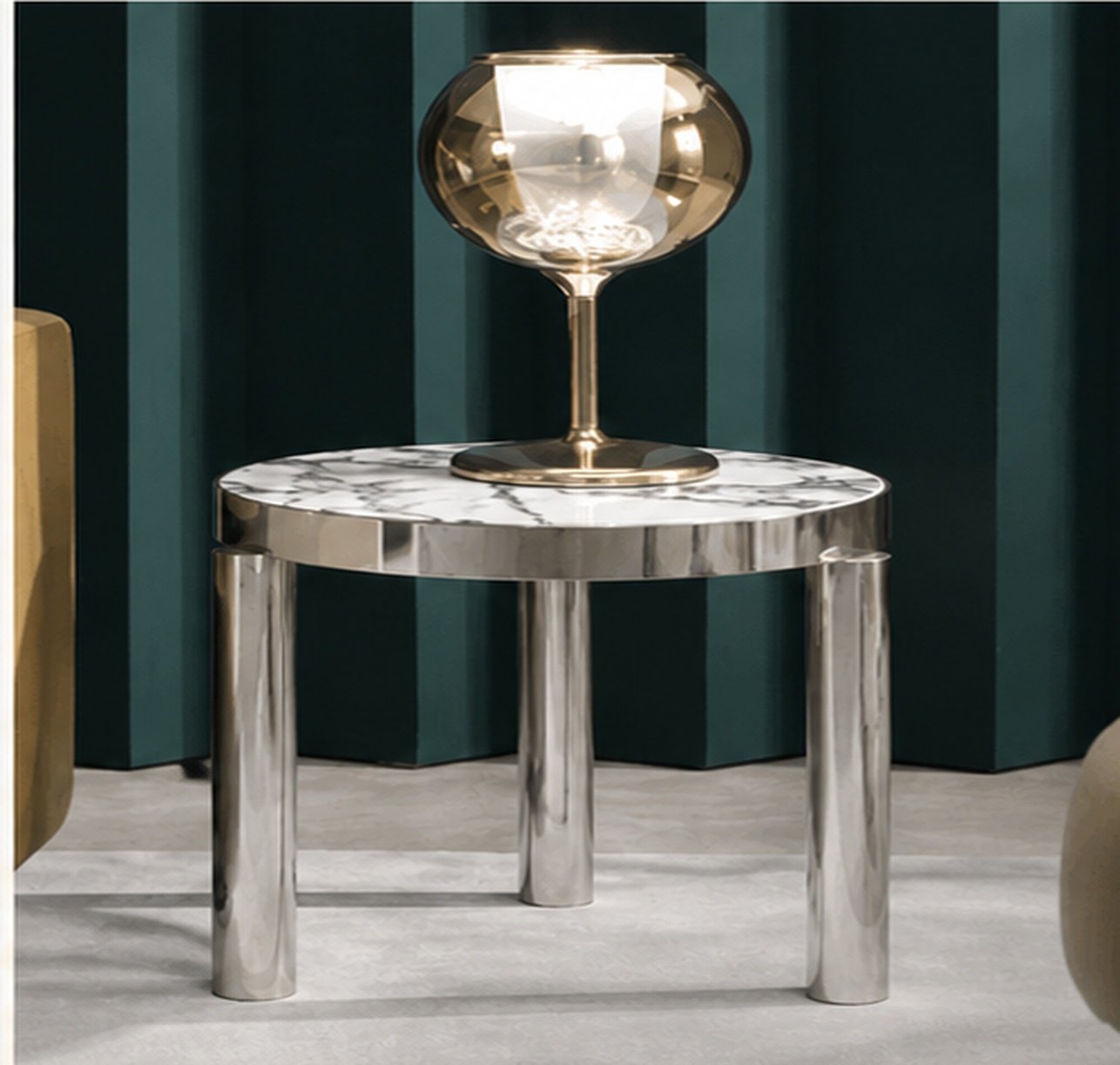 Round Natural Marble Side Table